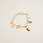 7.25 Inch Football Charms Pearl Chain Stretch Bracelet