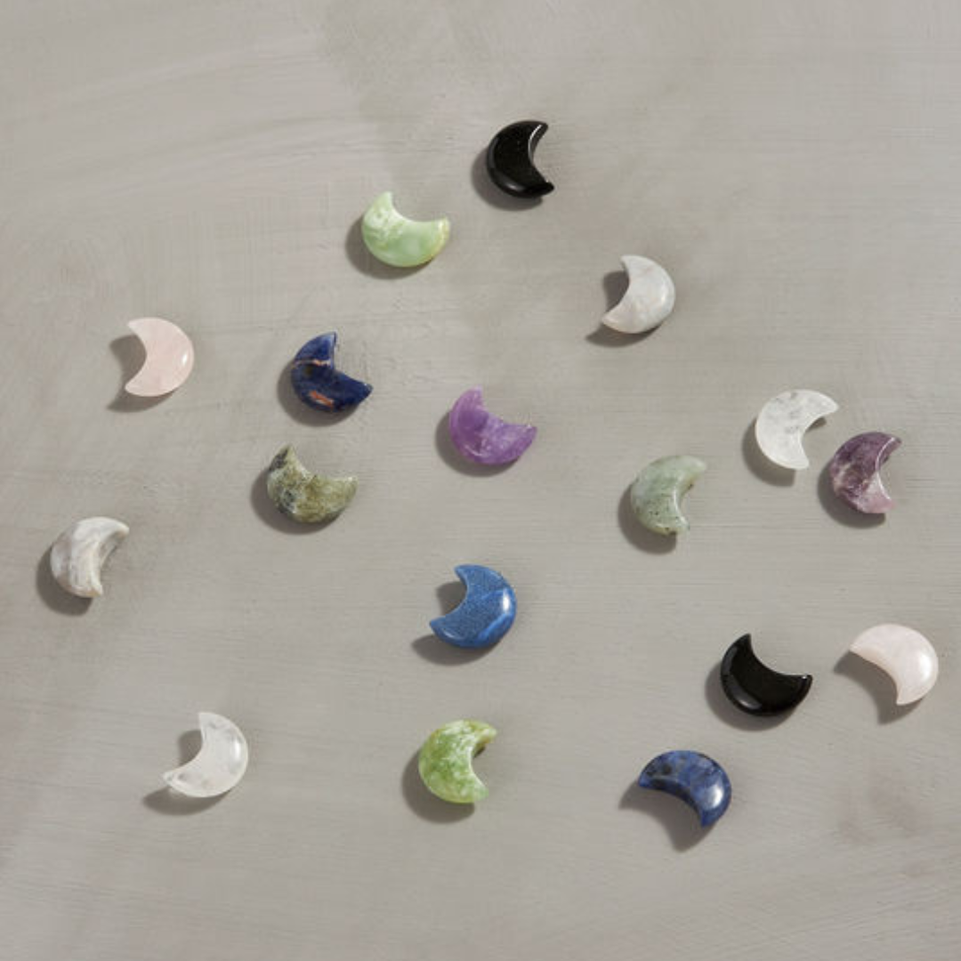 Assorted Carved Crystal Moons - 36 pcs 🌙