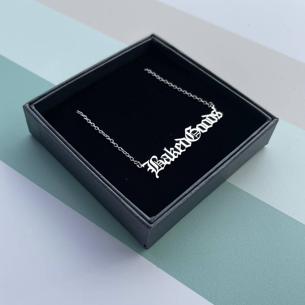 Baked Goods word Necklace stainless steel silver baking