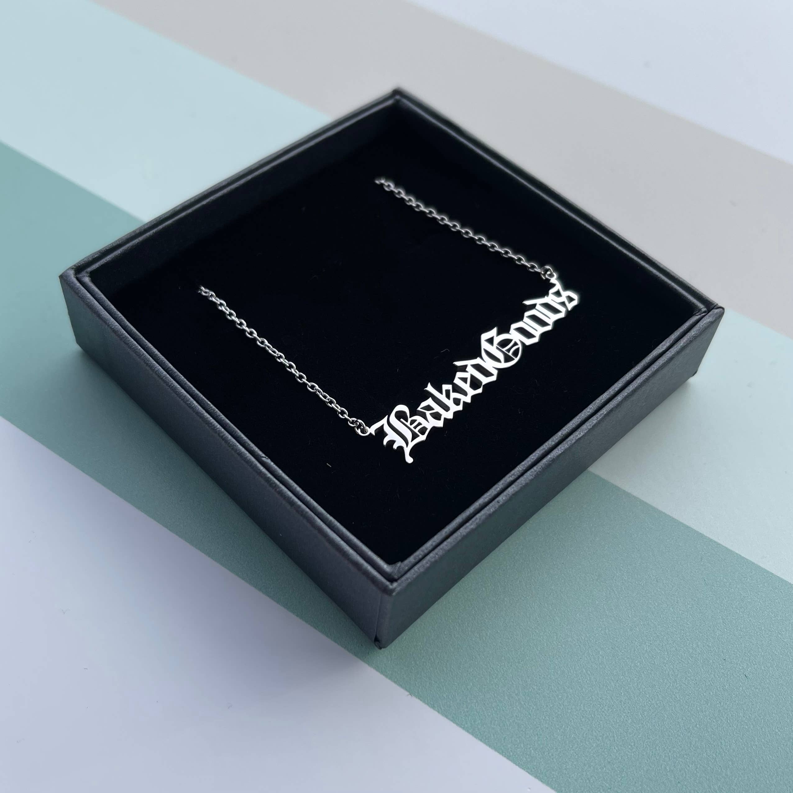 Baked Goods word Necklace stainless steel silver baking