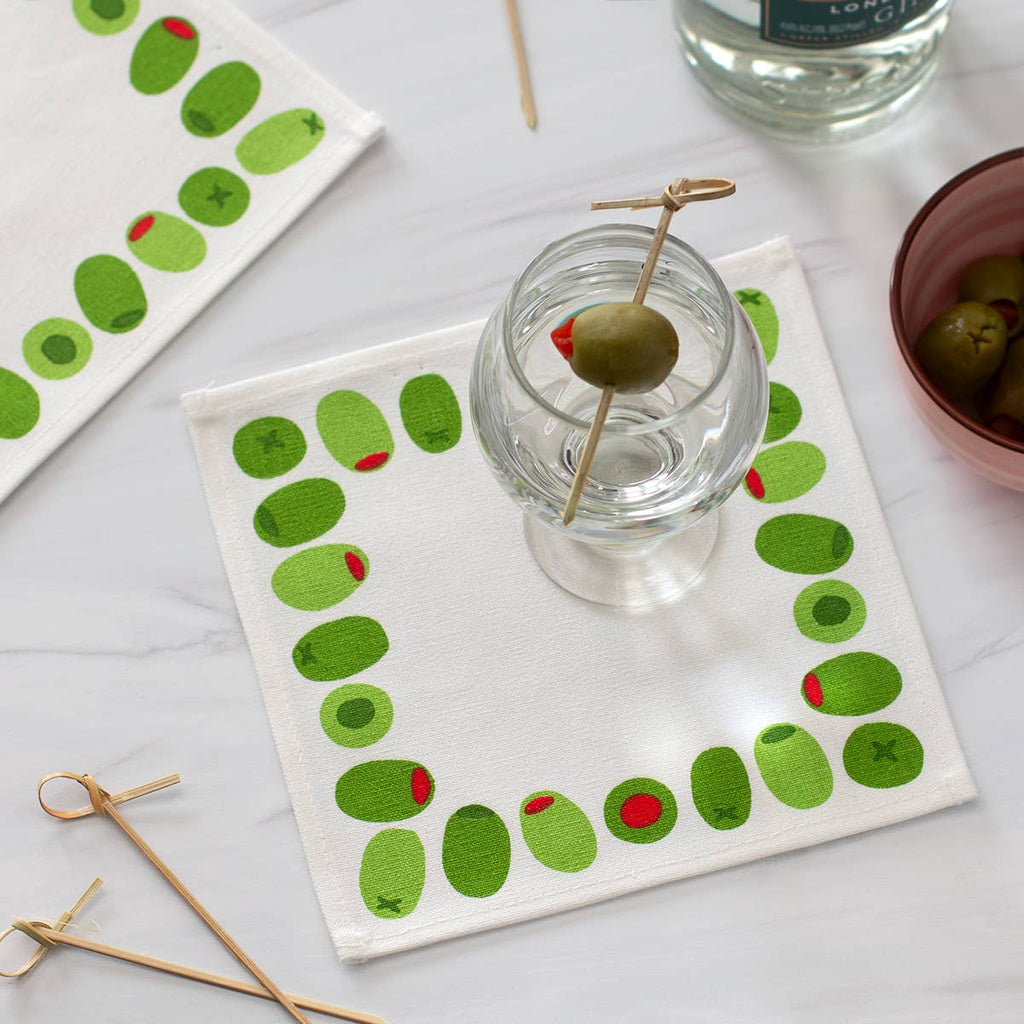 Green Olives Cocktail Napkin Set