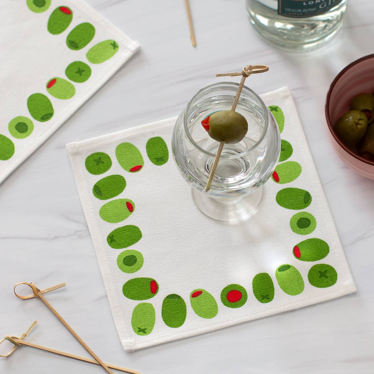 Green Olives Cocktail Napkin Set