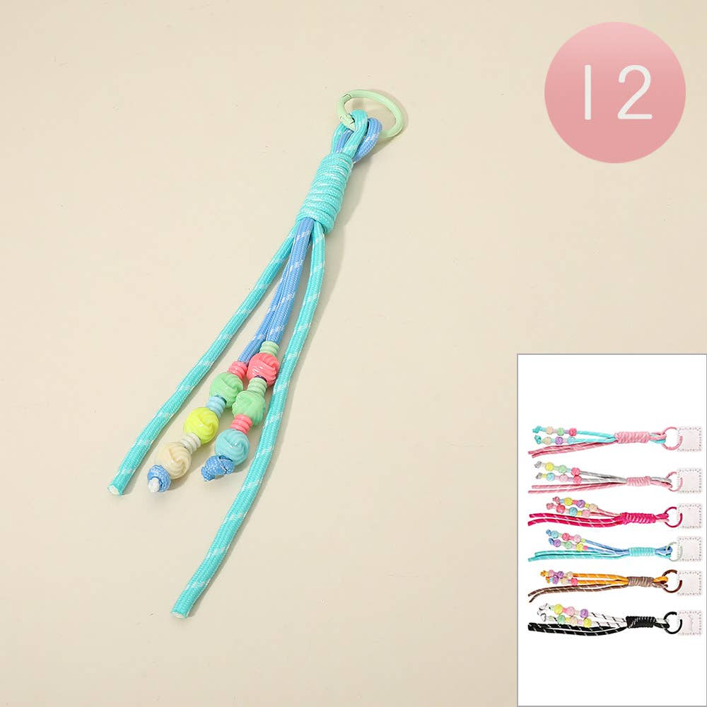 12PCS - Playful Beaded Knot Rope Bag Charm Keychains