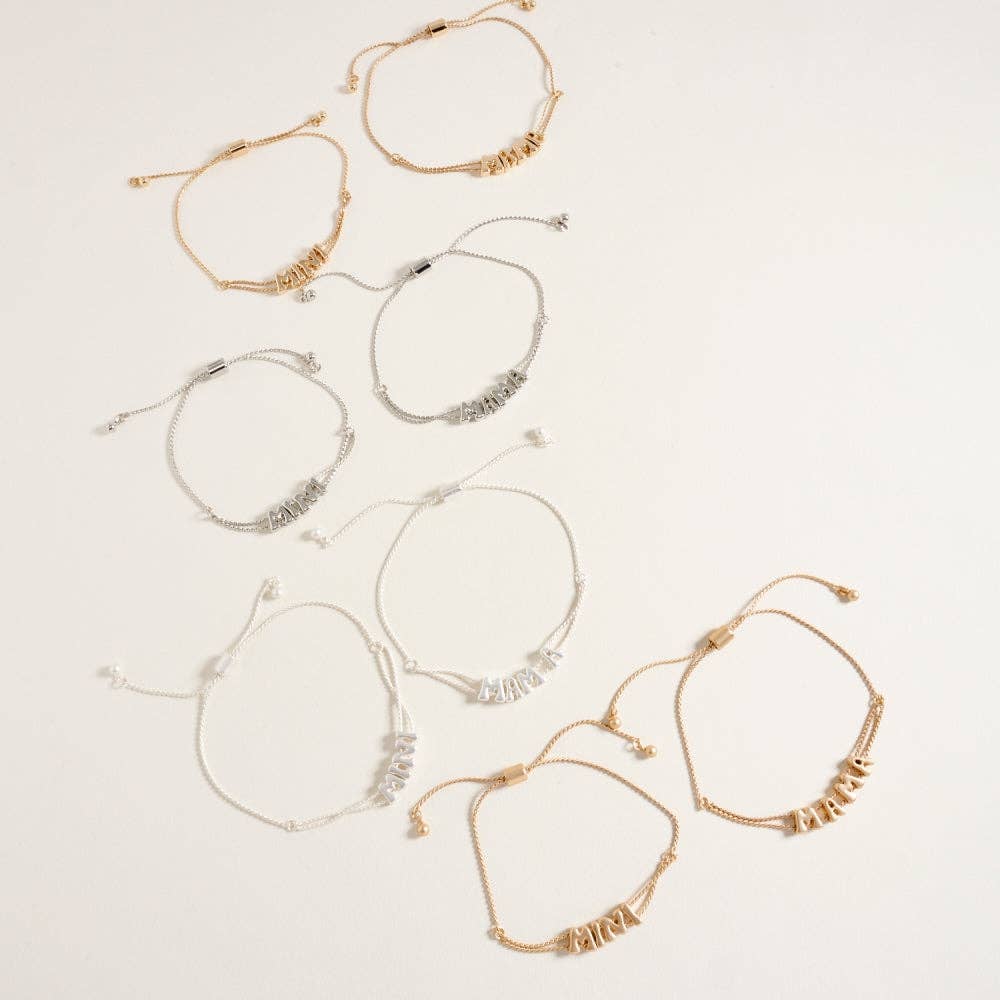 7.25 Inch Metal Puffy Mama Mini Pendant Bracelet