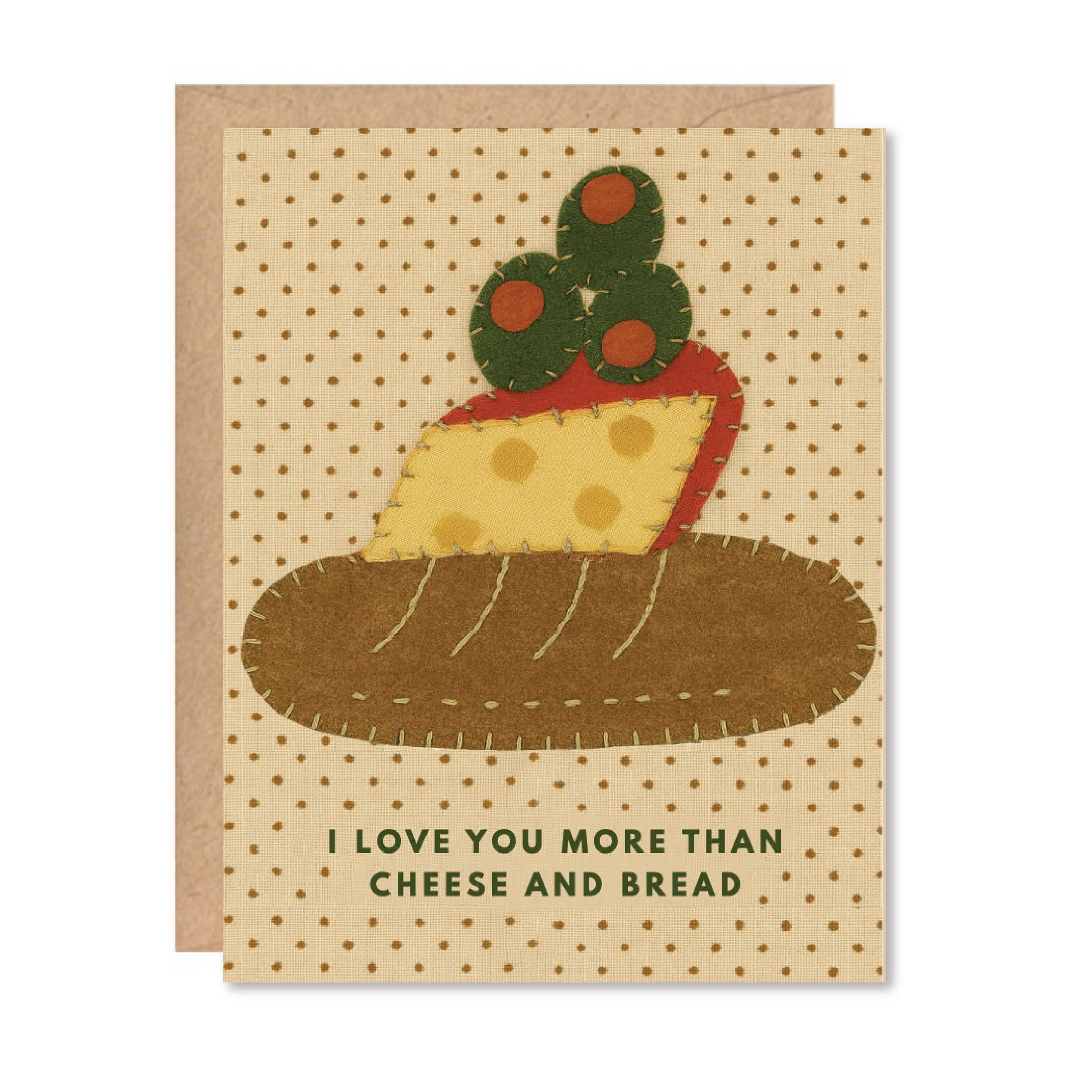 Greeting Card - "I Love You More" Cheese & Bread