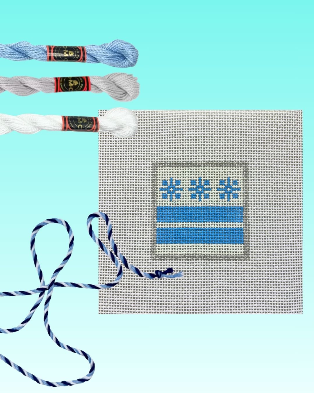 Intro to Needlepoint: DC Flag Snowflake Ornament