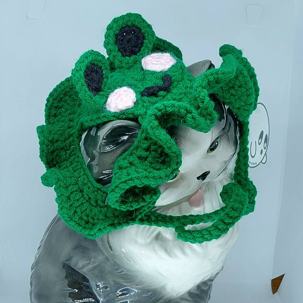Crochet Frog Hat - Cat Hat - Pet Hat - Made to order