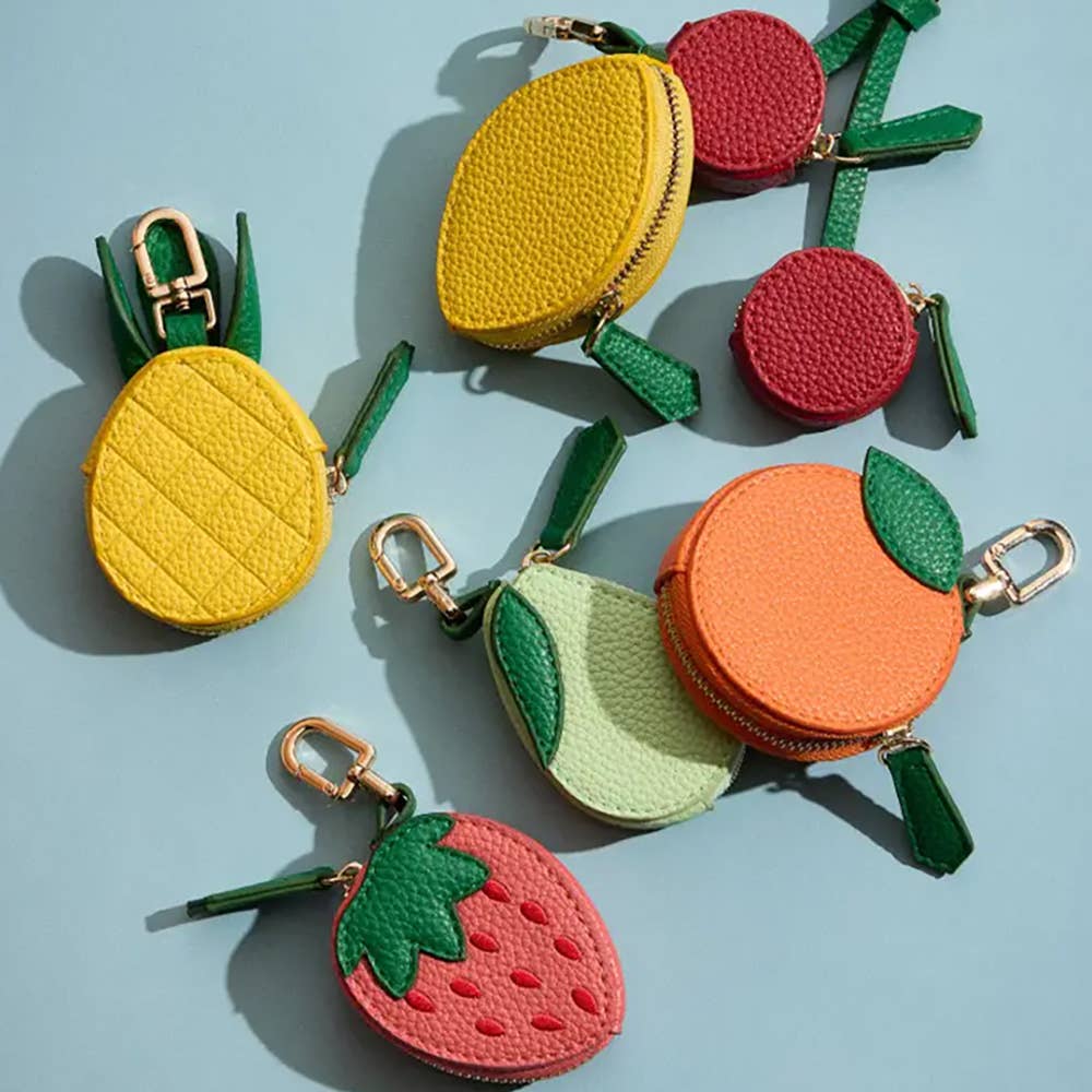 Genuine Leather Strawberry Coin Purse / Keychain / Bag Charm