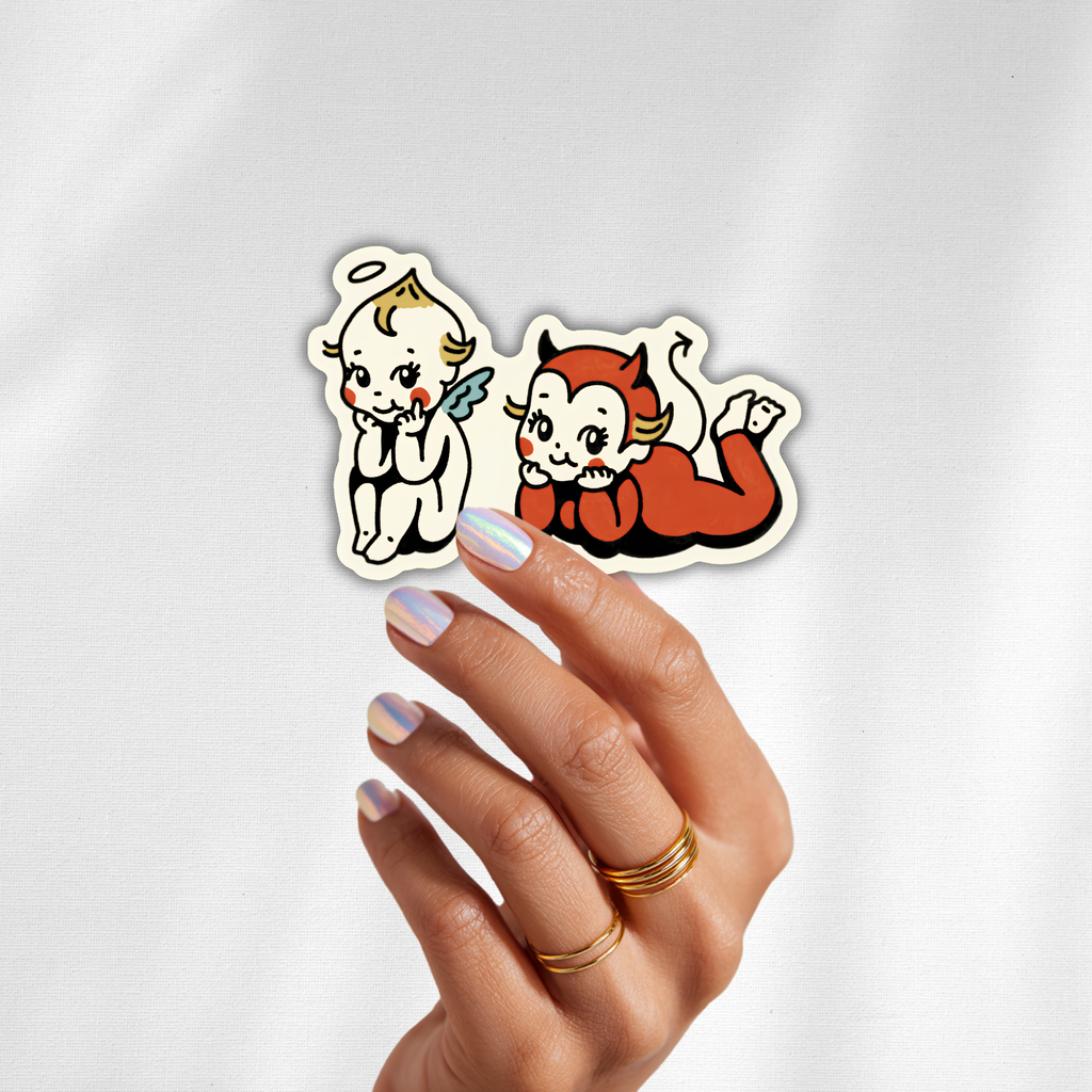 Angel and Devil Besties Sticker – Vintage Kewpie