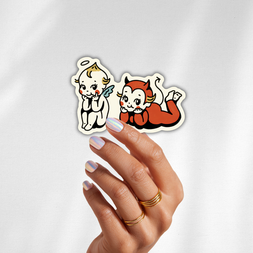 Angel and Devil Besties Sticker – Vintage Kewpie