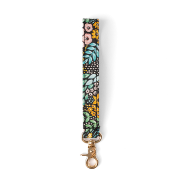 Black Floral Wristlet Keychain