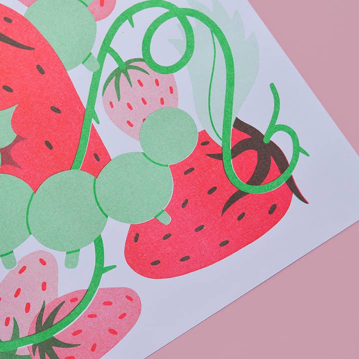 Eat Yer Strawbs Riso Print