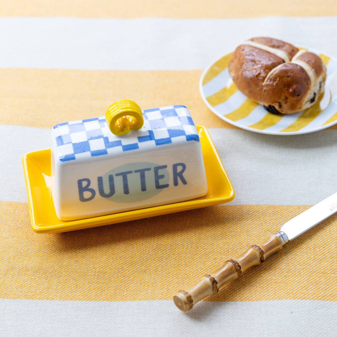 Blue Check Butter Dish | Mothers Day Gifts |