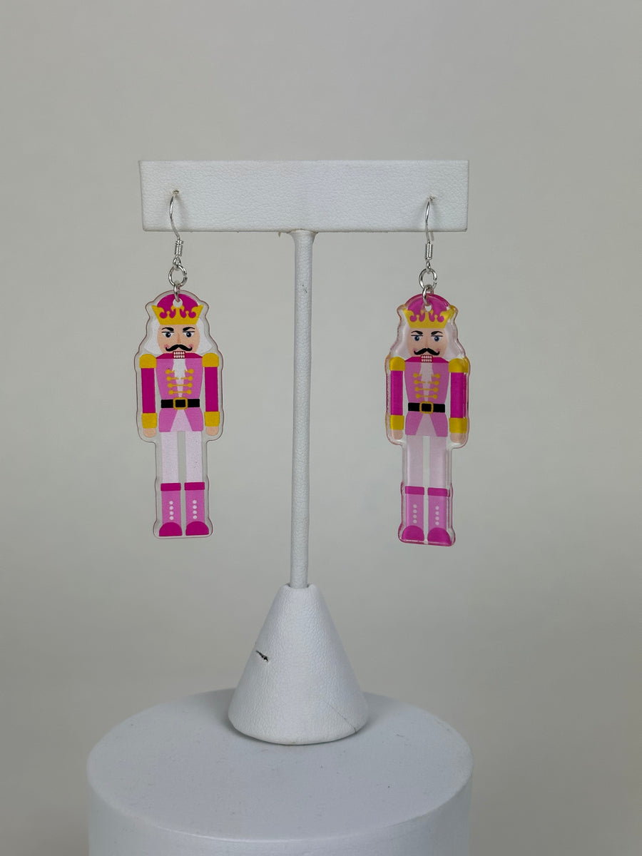 Pink Nutcracker - Holiday Earrings