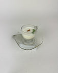 Peace Plant - Organic Soy Wax Candle, Small Clear Teacup and Saucer