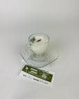 Peace Plant - Organic Soy Wax Candle, Small Clear Teacup and Saucer