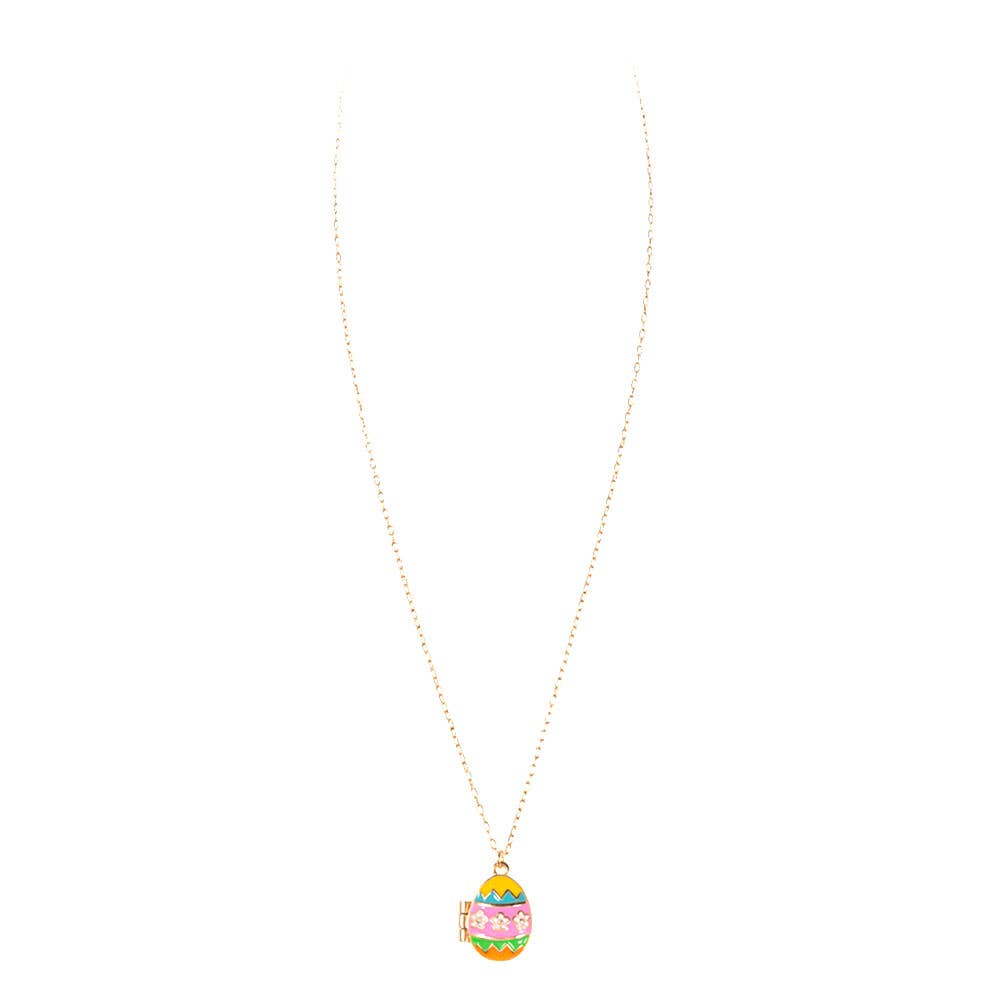Enamel Easter Egg Locket Pendant Necklace