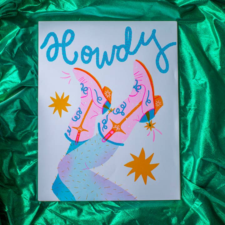 Howdy Risograph Art Print 11x14"