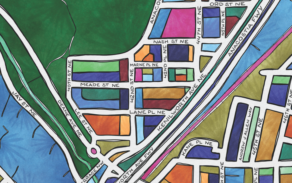 Deanwood Map Art Print