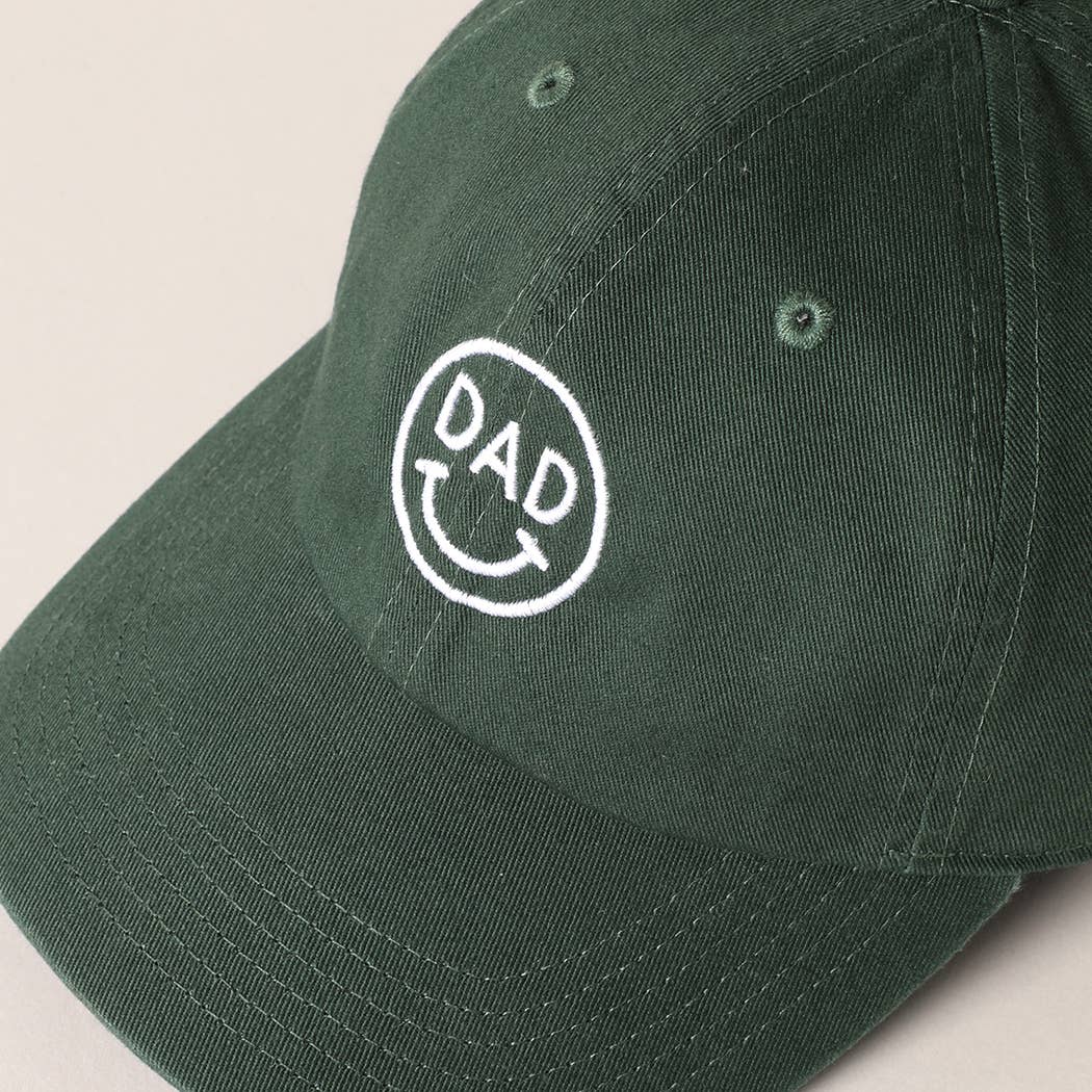 Dad Happy Face Designed Embroidered Baseball Cap