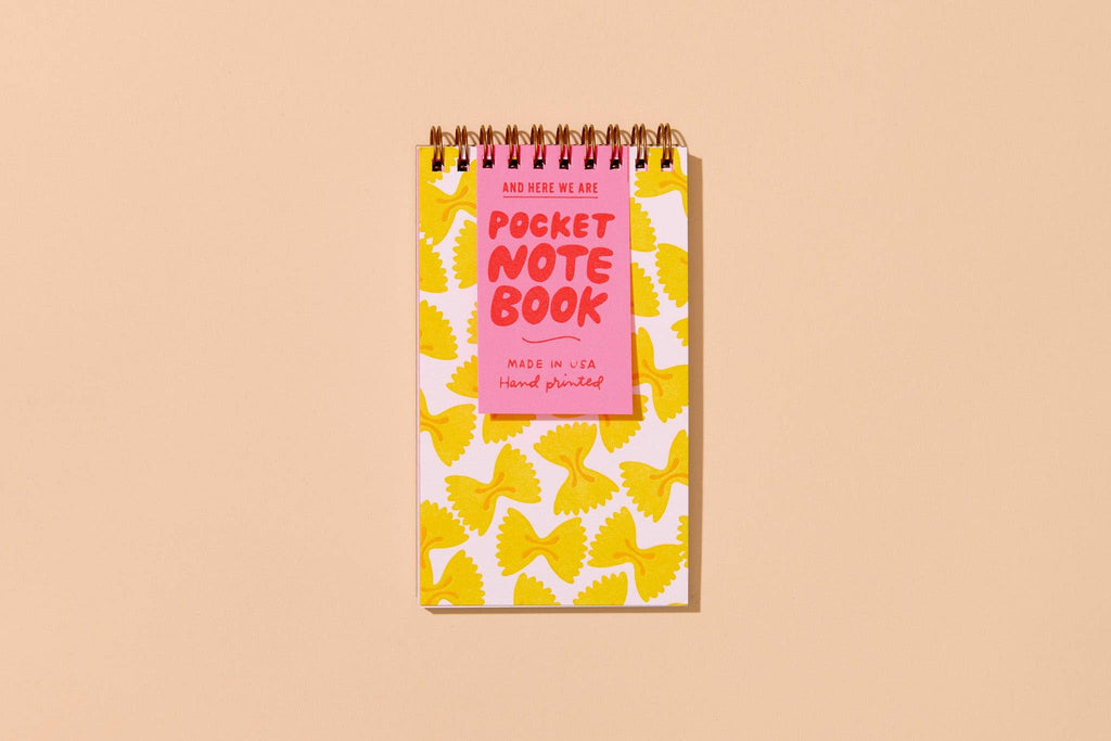 Farfalle Bowtie Pasta Spiral Pocket Size Notebook