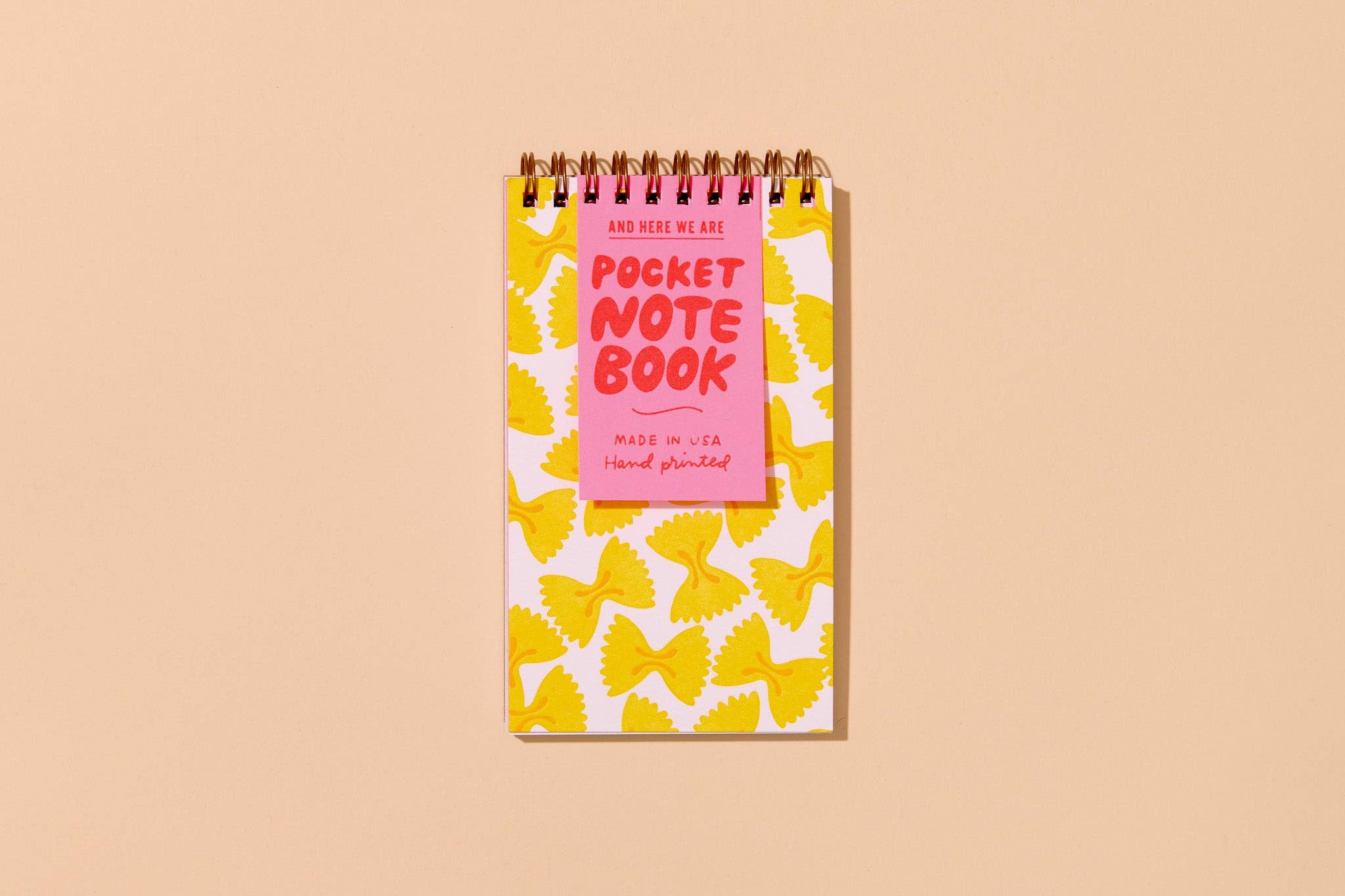 Farfalle Bowtie Pasta Spiral Pocket Size Notebook