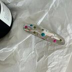 Colourful Polka Dot Silver Hair Clips DPJC31