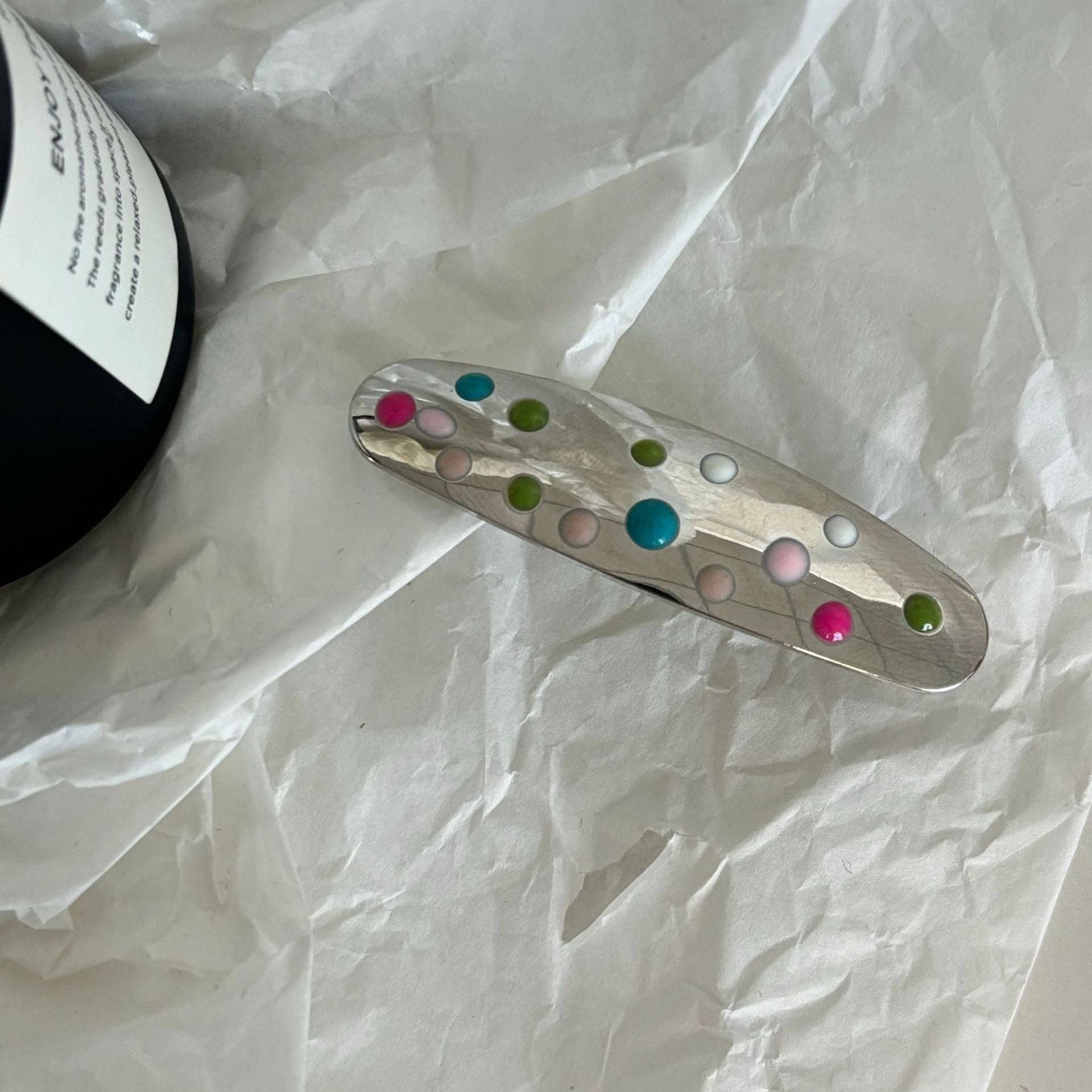 Colourful Polka Dot Silver Hair Clips DPJC31