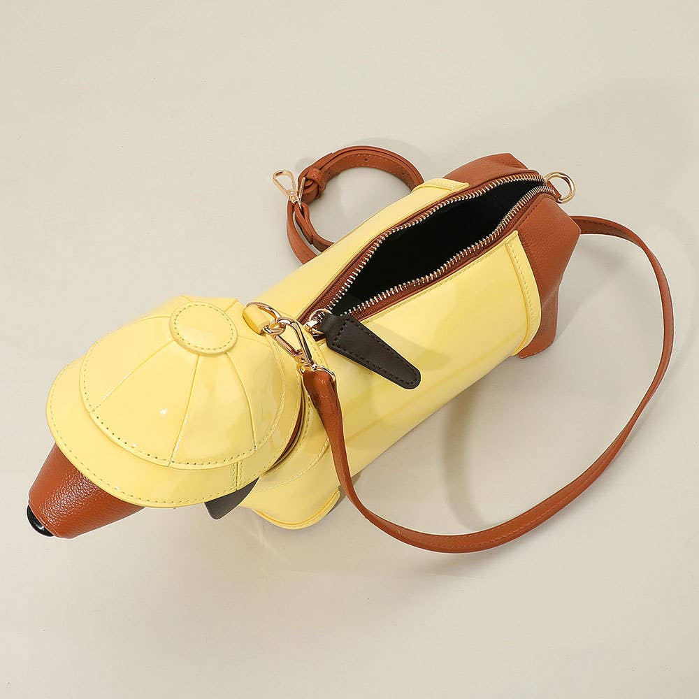 Faux Leather Raincoat Puppy Crossbody Bag
