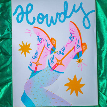 Howdy Risograph Art Print 11x14"