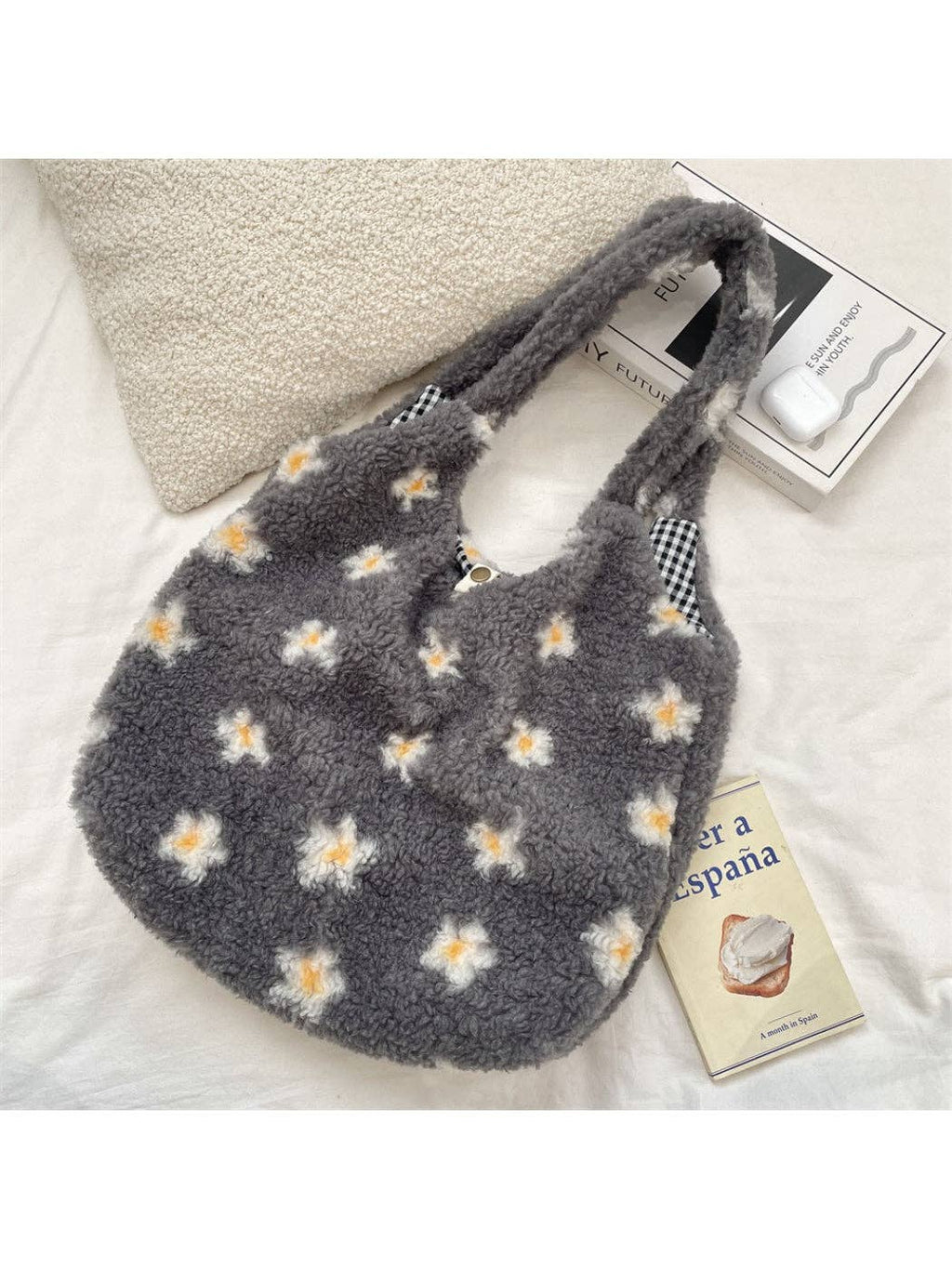 Cosbai - Plush Flower Shoulder Bag
