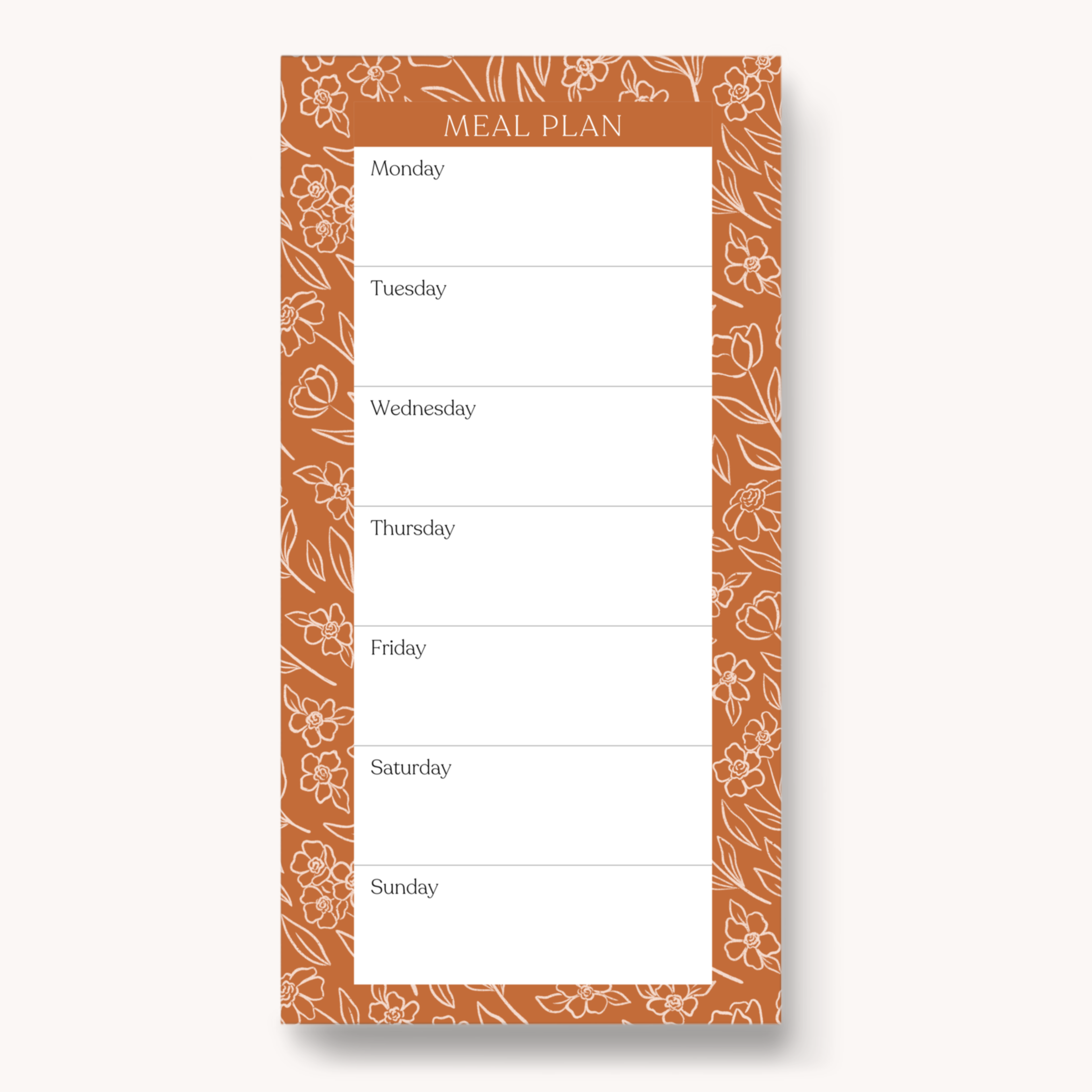 Floral Magnetic Meal Plan Notepad