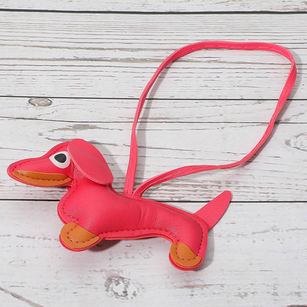 Faux Leather Dachshund Dog Bag Charm