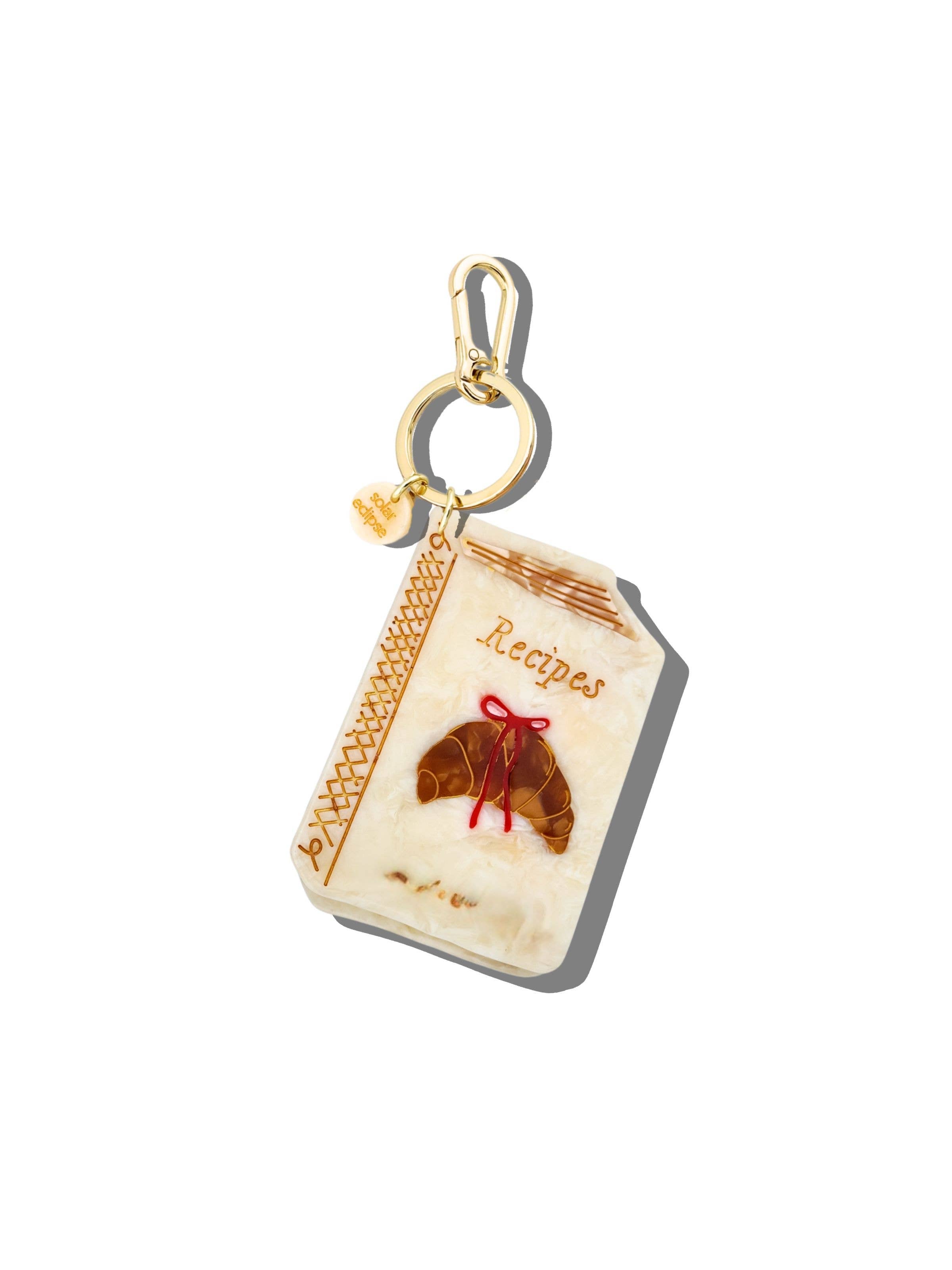 Hand-painted Recipes Book Bag Charm + Keychain