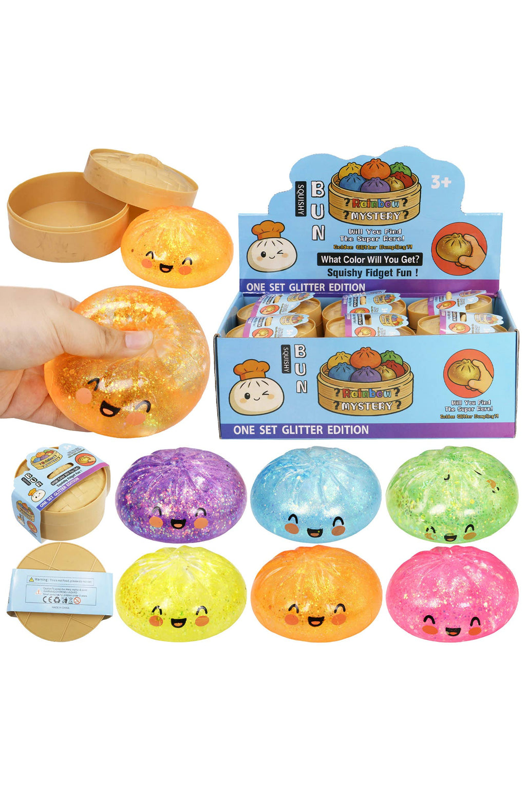 Iridescent Glitter Maltose Putty Bao Bun Dumpling Squishy