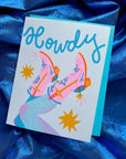 Howdy Cowgirl Risograph A2 Greeting Card