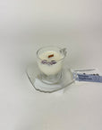 Lavender - Organic Soy Wax Candle, Small Clear Teacup and Saucer