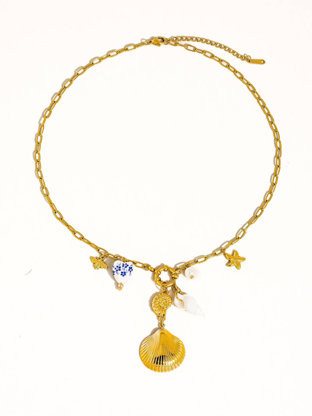 Briar 18K Gold Non-Tarnish Shell Ceramic Charm Necklace