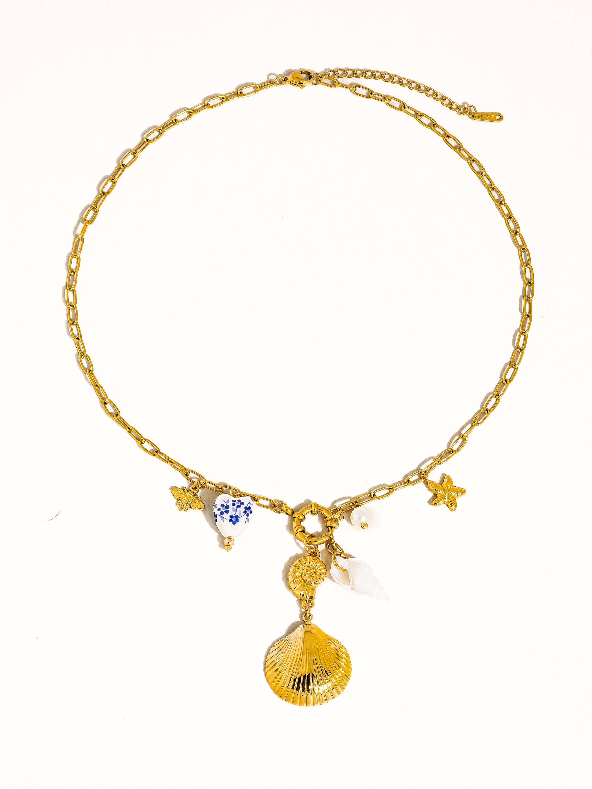 Briar 18K Gold Non-Tarnish Shell Ceramic Charm Necklace