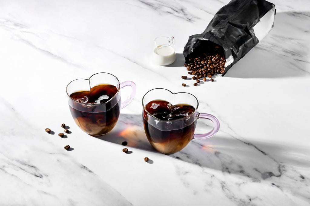 2pk 14oz Heart Shaped Glass Mug