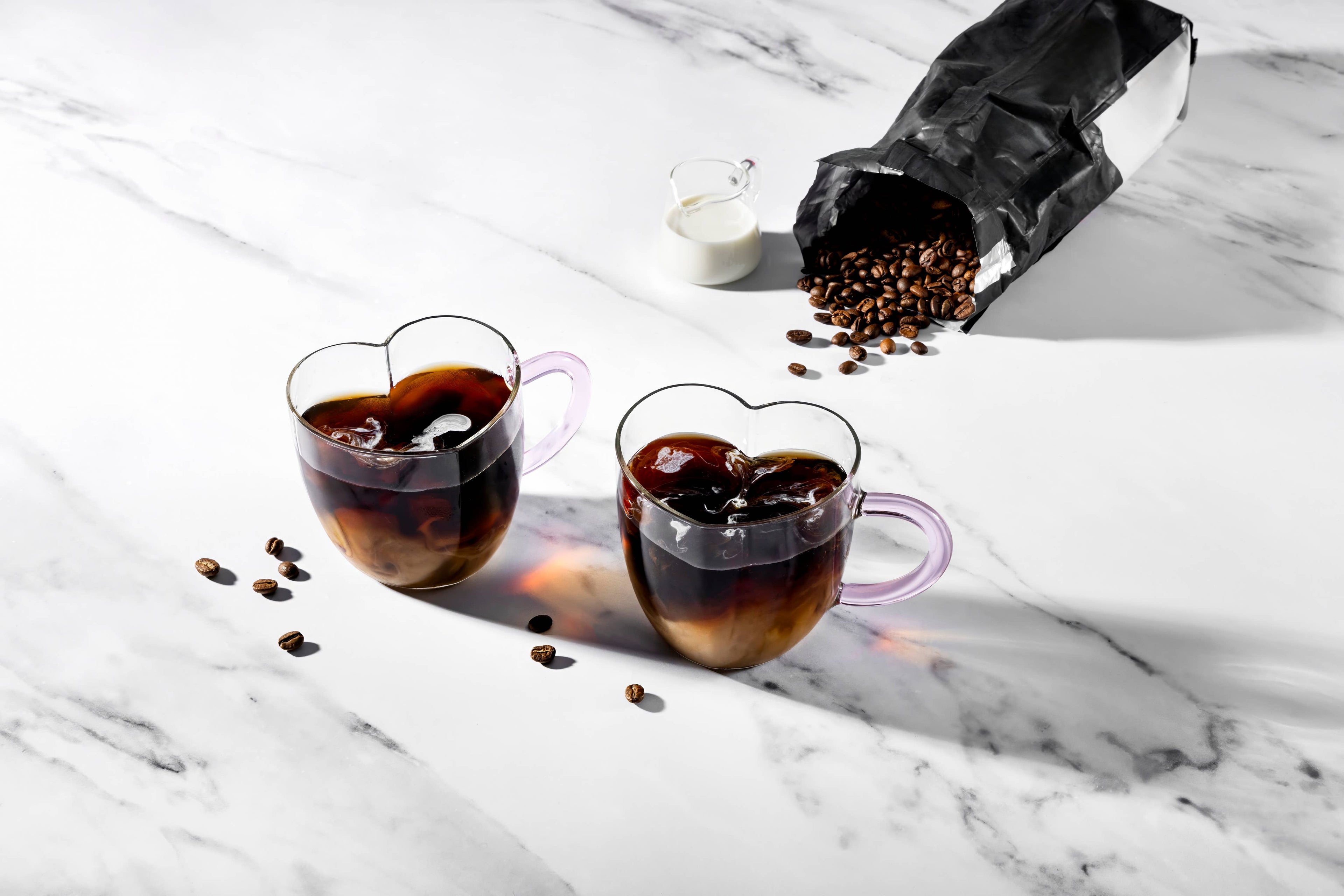 2pk 14oz Heart Shaped Glass Mug