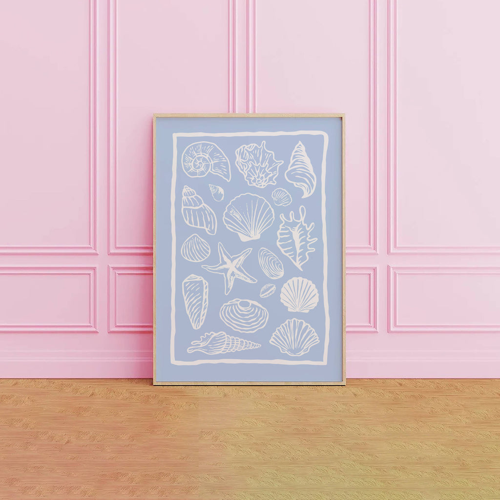 Seashells Light Blue Print