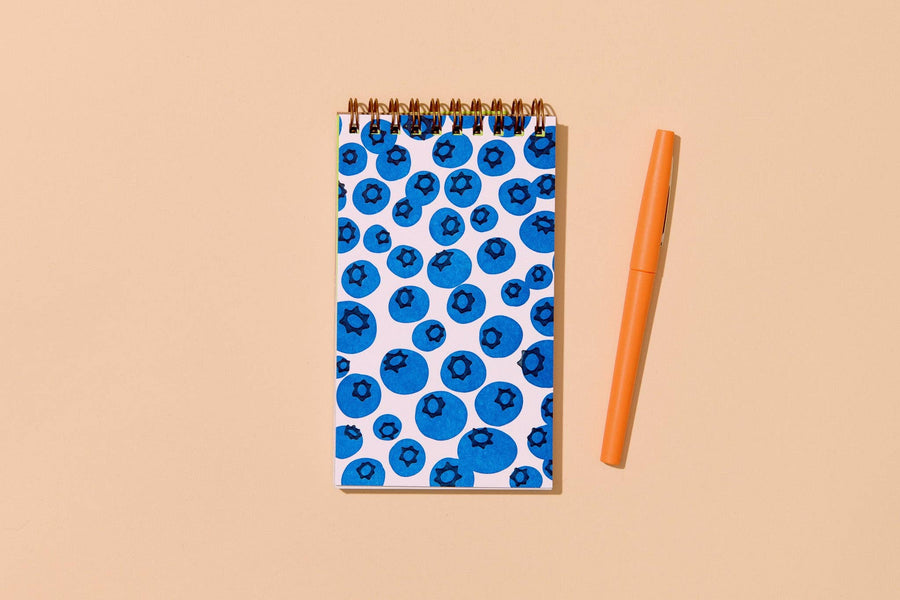 Blueberries Letterpress Spiral Pocket Size Notebook