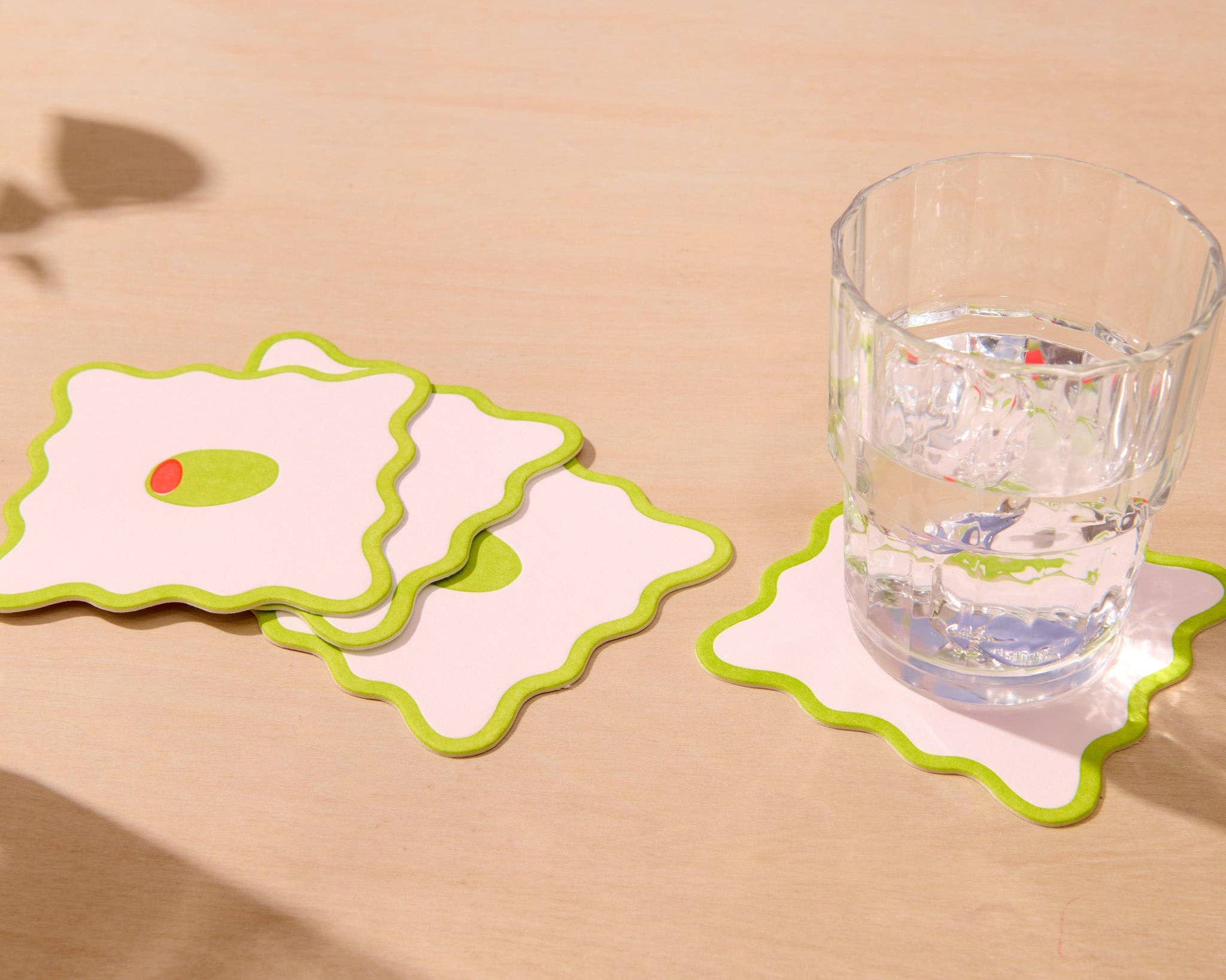 Crudite Letterpress Vellum Coasters  - Olive (Set of 4)