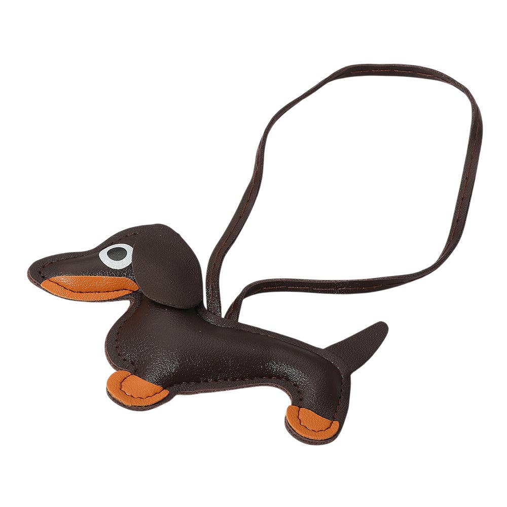 Faux Leather Dachshund Dog Bag Charm