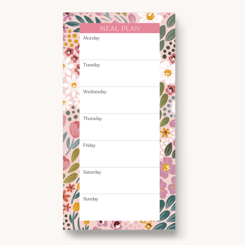 Floral Magnetic Meal Plan Notepad