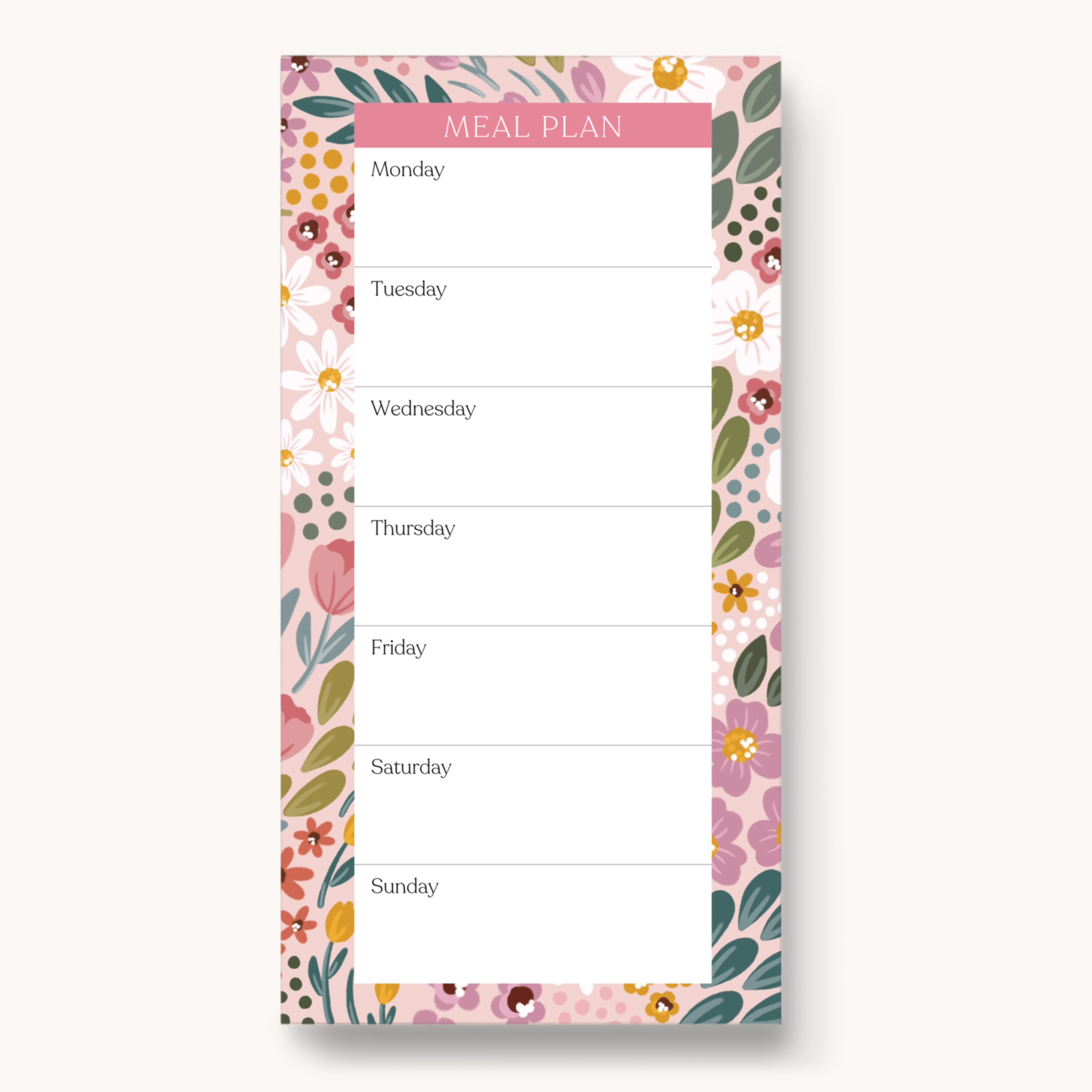 Floral Magnetic Meal Plan Notepad