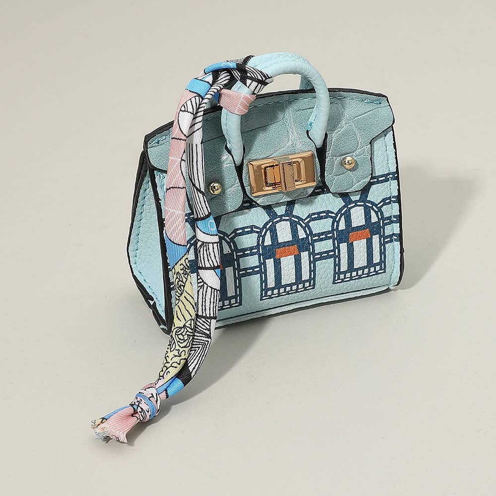 House Printed Faux Leather Elegant and Stylish Mini Purse / Bag Charm