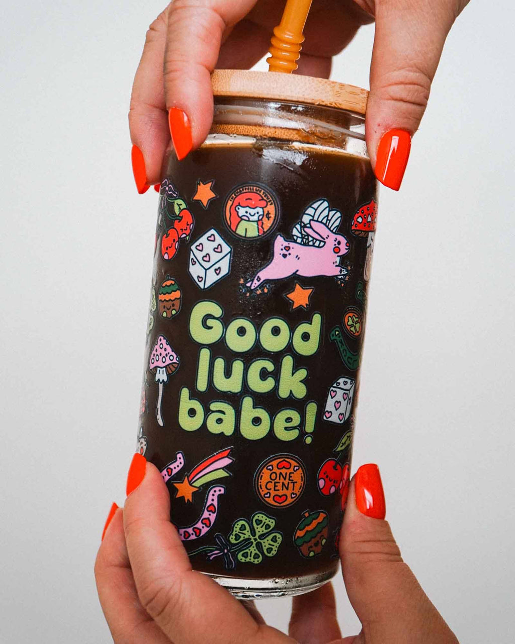 Good Luck Babe 20oz Can Glass | charms & cute vibes