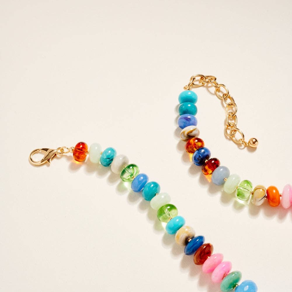 17 Inch Mixed Shaped Colored Resin Bead Necklace